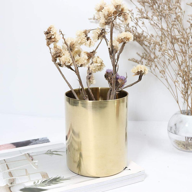 MultiBey Gold Pencil Holder Cup, Luxury Pen Holder Metal Organizer Small Vase, Desk Accessory for Office Home - Image 3